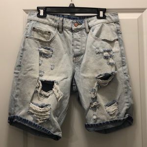 ASOS distressed jean shorts, size 32